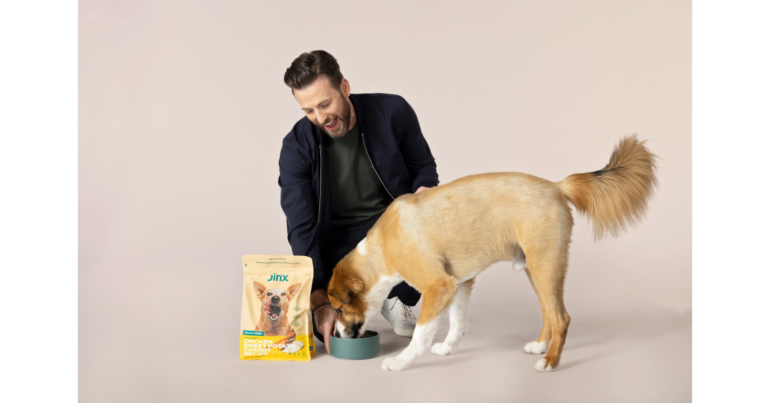 Chris Evans and Jinx are on a mission to make dog food healthier. – PR Newswire