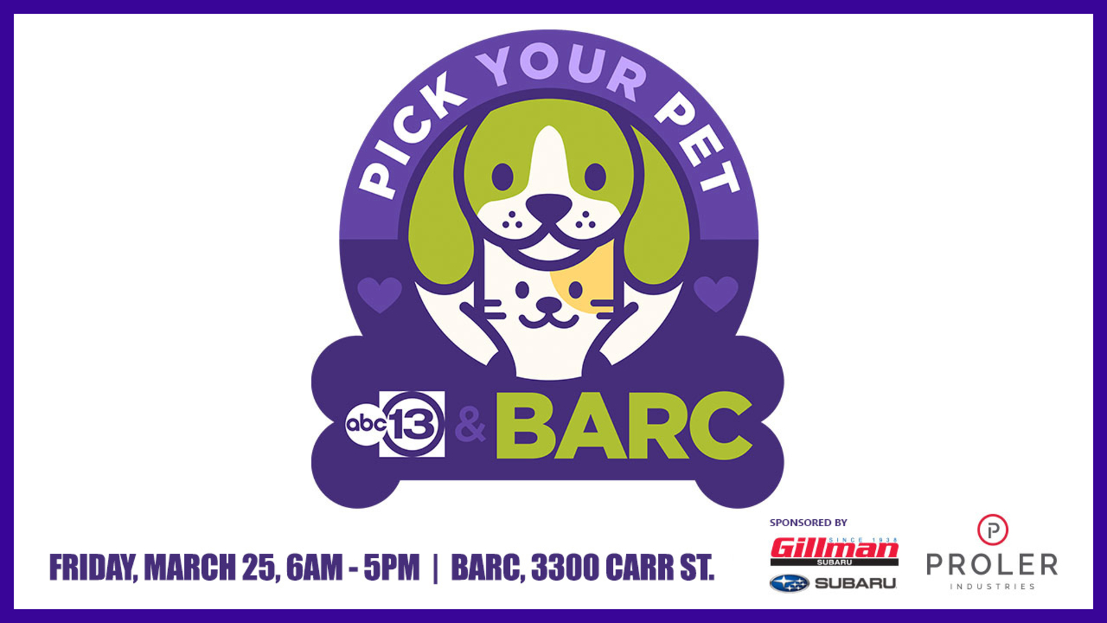 Pick Your Pet Adoption Event at BARC, Houston -March 25 – KTRK-TV