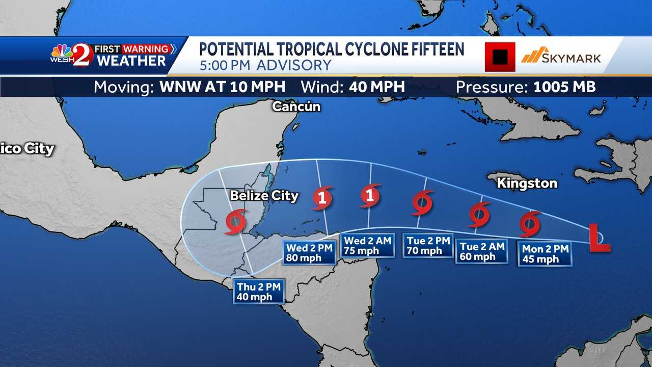 Potential Tropical Cyclone 15 forms, expected to strengthen into tropical storm – WESH 2 Orlando